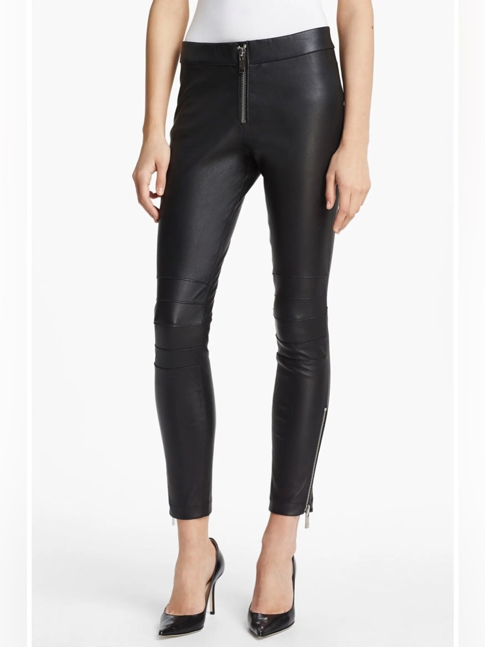 Elizabeth and James Women’s Addison Lambskin Leather Moto Pants, Size XS